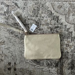 NWT CHICOS metallic leather pouch / wristlet